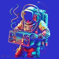 Funky Boombox Astronaut In Space Graphic And Teens Gift Coaster thumb 2
