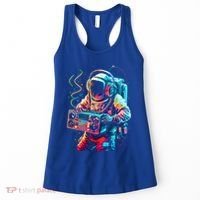 Funky Boombox Astronaut In Space Graphic And Teens Gift Women's Tank Top thumb 0