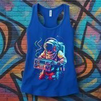 Funky Boombox Astronaut In Space Graphic And Teens Gift Women's Tank Top thumb 3
