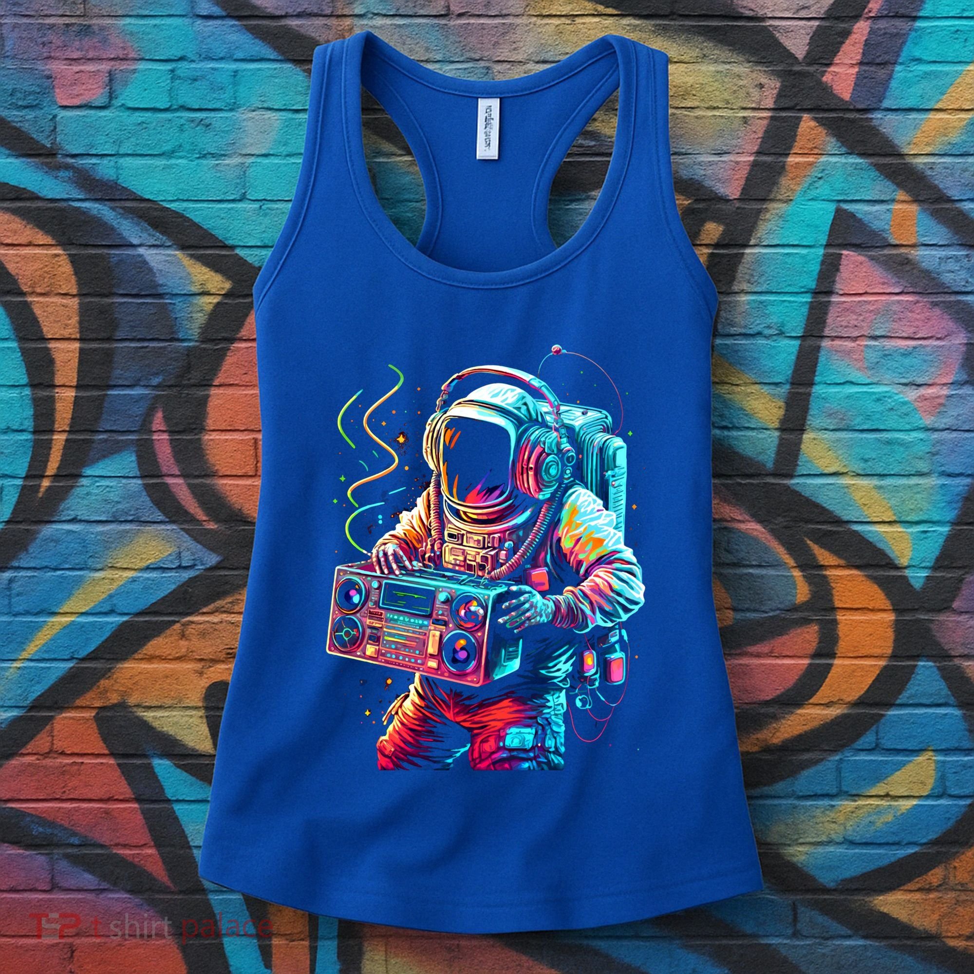 Funky Boombox Astronaut In Space Graphic And Teens Gift Women's Tank Top