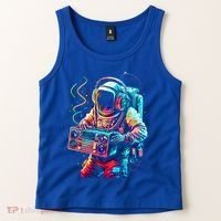 Funky Boombox Astronaut In Space Graphic And Teens Gift Tank Top thumb 2