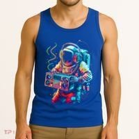Funky Boombox Astronaut In Space Graphic And Teens Gift Tank Top thumb 3