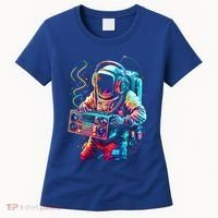 Funky Boombox Astronaut In Space Graphic And Teens Gift Women's T-Shirt thumb 0