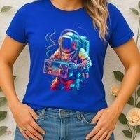Funky Boombox Astronaut In Space Graphic And Teens Gift Women's T-Shirt thumb 2