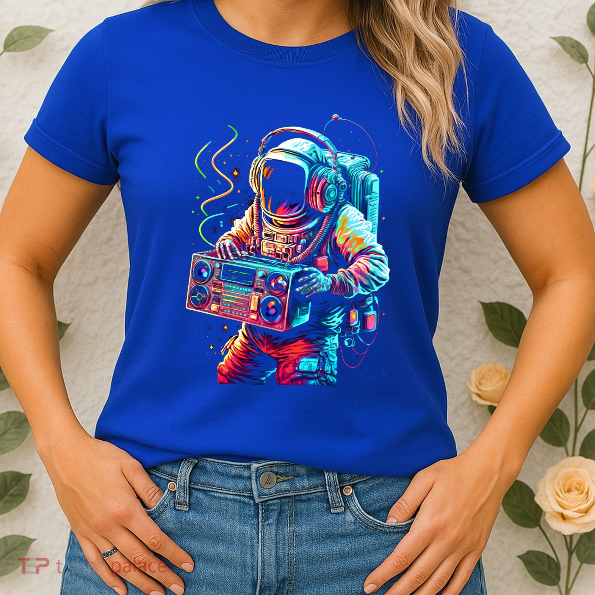 Funky Boombox Astronaut In Space Graphic And Teens Gift Women's T-Shirt
