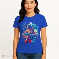 Funky Boombox Astronaut In Space Graphic And Teens Gift Women's T-Shirt thumb 4