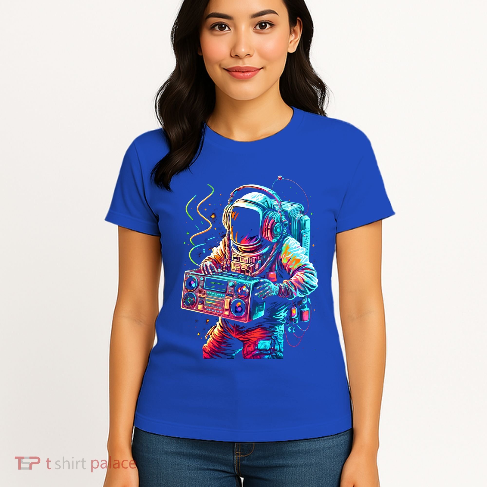 Funky Boombox Astronaut In Space Graphic And Teens Gift Women's T-Shirt