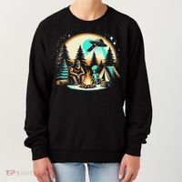 Funny Bigfoot & Alien Ufo Camping Outdoor Adventures Hiking Women's Sweatshirt thumb 0