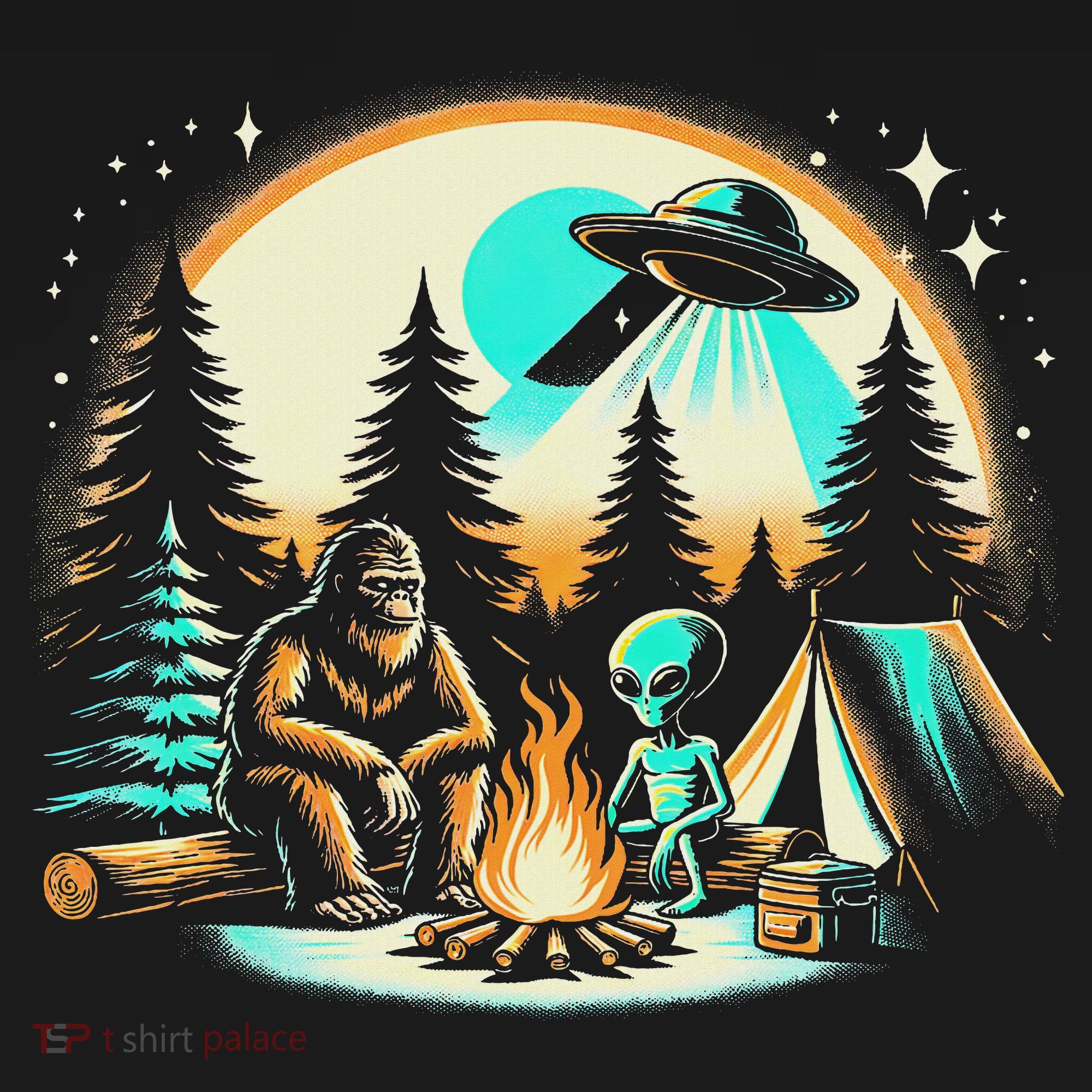 Funny Bigfoot & Alien Ufo Camping Outdoor Adventures Hiking Apron