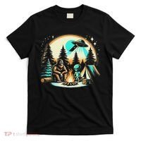 Funny Bigfoot & Alien Ufo Camping Outdoor Adventures Hiking T-Shirt thumb 0