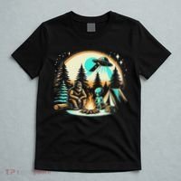 Funny Bigfoot & Alien Ufo Camping Outdoor Adventures Hiking T-Shirt thumb 5
