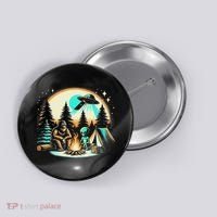 Funny Bigfoot & Alien Ufo Camping Outdoor Adventures Hiking Button thumb 0