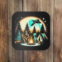 Funny Bigfoot & Alien Ufo Camping Outdoor Adventures Hiking Coaster thumb 0