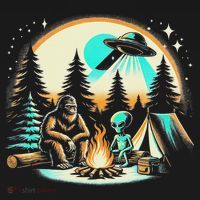 Funny Bigfoot & Alien Ufo Camping Outdoor Adventures Hiking Polo thumb 3