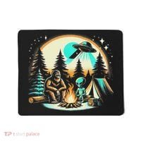 Funny Bigfoot & Alien Ufo Camping Outdoor Adventures Hiking Mousepad thumb 0
