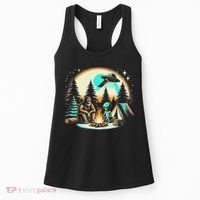 Funny Bigfoot & Alien Ufo Camping Outdoor Adventures Hiking Women's Tank Top thumb 0