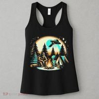 Funny Bigfoot & Alien Ufo Camping Outdoor Adventures Hiking Women's Tank Top thumb 3