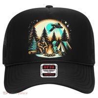 Funny Bigfoot & Alien Ufo Camping Outdoor Adventures Hiking Hat thumb 0