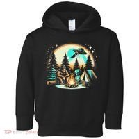 Funny Bigfoot & Alien Ufo Camping Outdoor Adventures Hiking Toddler Hoodie thumb 0