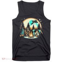 Funny Bigfoot & Alien Ufo Camping Outdoor Adventures Hiking Tank Top thumb 0