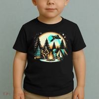 Funny Bigfoot & Alien Ufo Camping Outdoor Adventures Hiking Toddler T-Shirt thumb 2