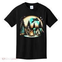 Funny Bigfoot & Alien Ufo Camping Outdoor Adventures Hiking Kids T-Shirt thumb 0