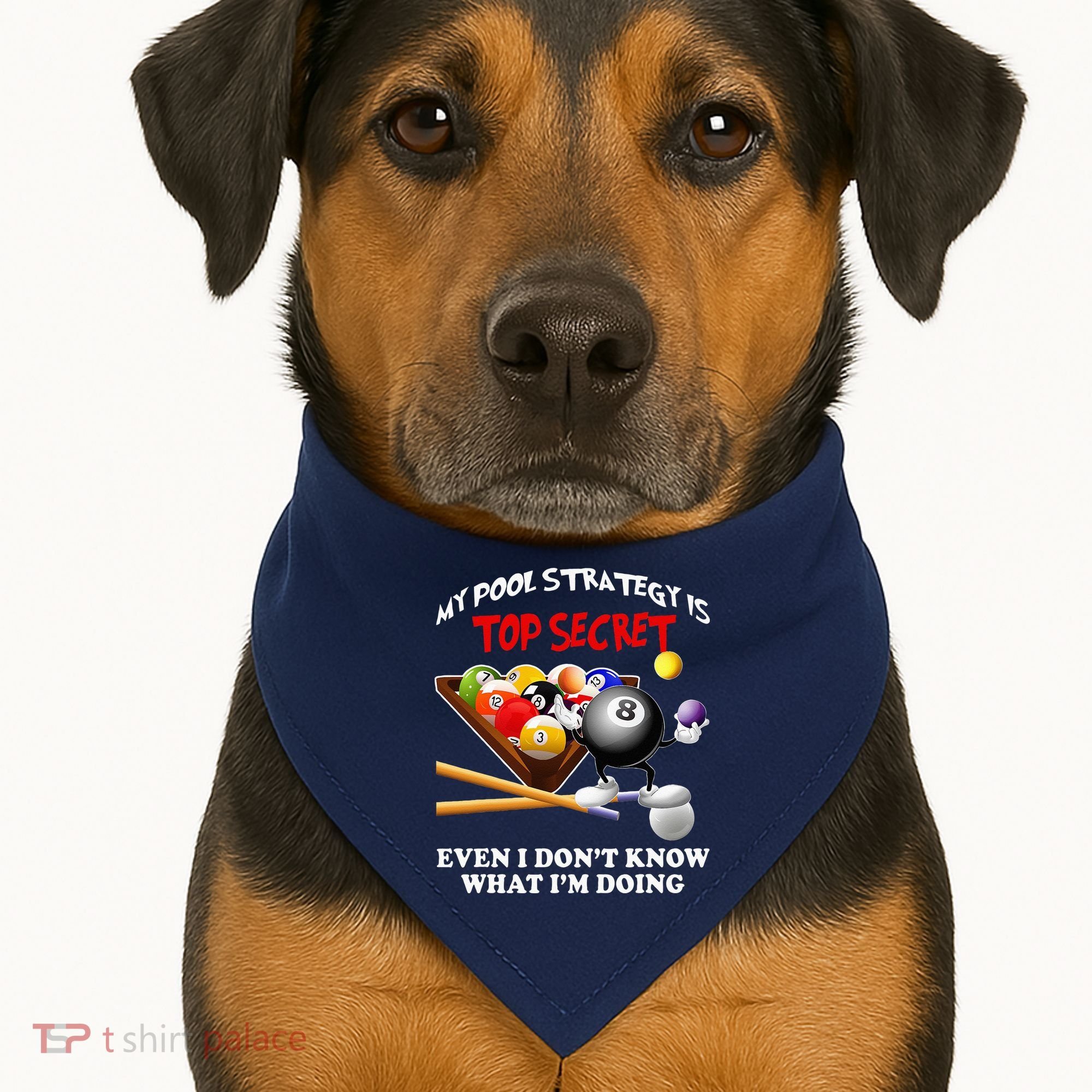 Funny Billiards ArtFor Men Women Billiards Pool Players USA-Made Doggie Bandana