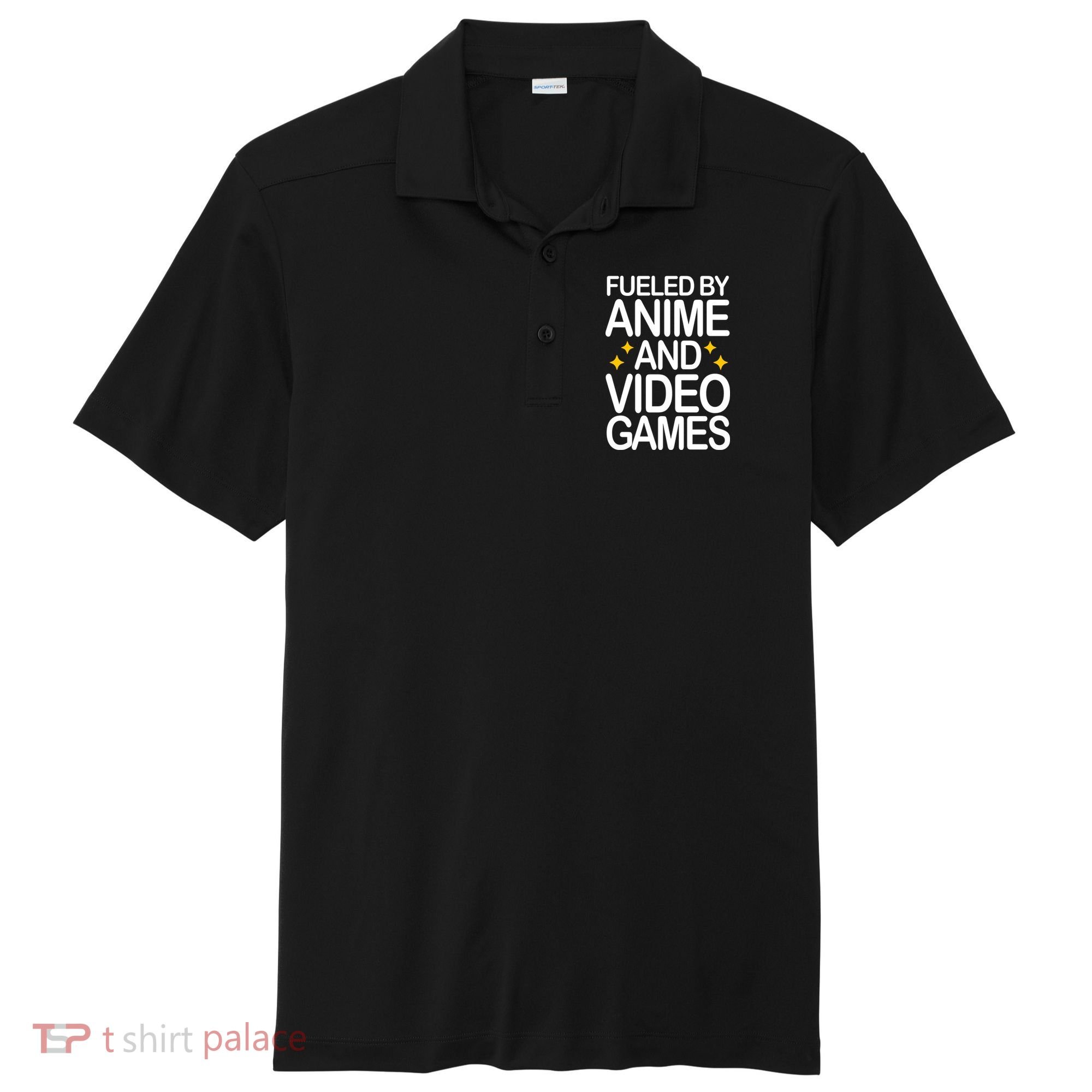 Fueled By Anime And Video Games Gaming Sport-Tek Posi-UV Pro Polo