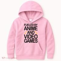 Fueled By Anime And Video Games Gaming Kids Hoodie thumb 0
