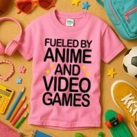 Fueled By Anime And Video Games Gaming Kids T-Shirt thumb 3