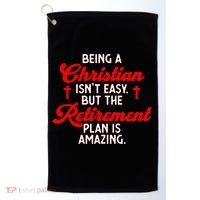 Funny Being A Christian Isn't Easy Retirement Plan Amazing Gift Golf Towel thumb 0