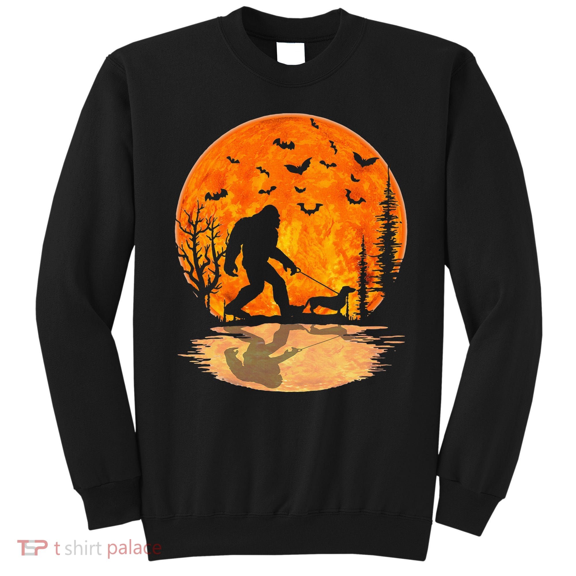 Funny Bigfoot and Wiener Dog Halloween Costume Sweatshirt