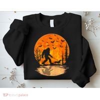 Funny Bigfoot and Wiener Dog Halloween Costume Sweatshirt thumb 2