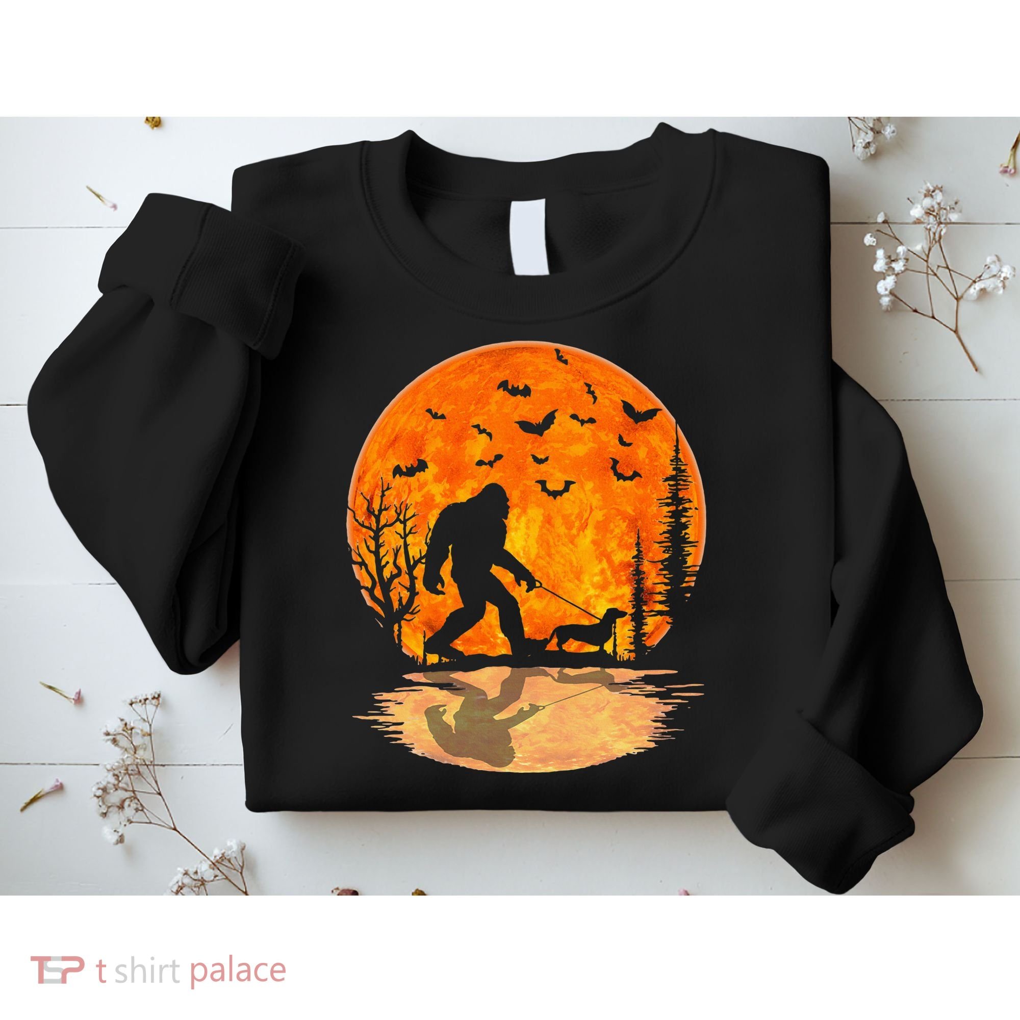 Funny Bigfoot and Wiener Dog Halloween Costume Sweatshirt