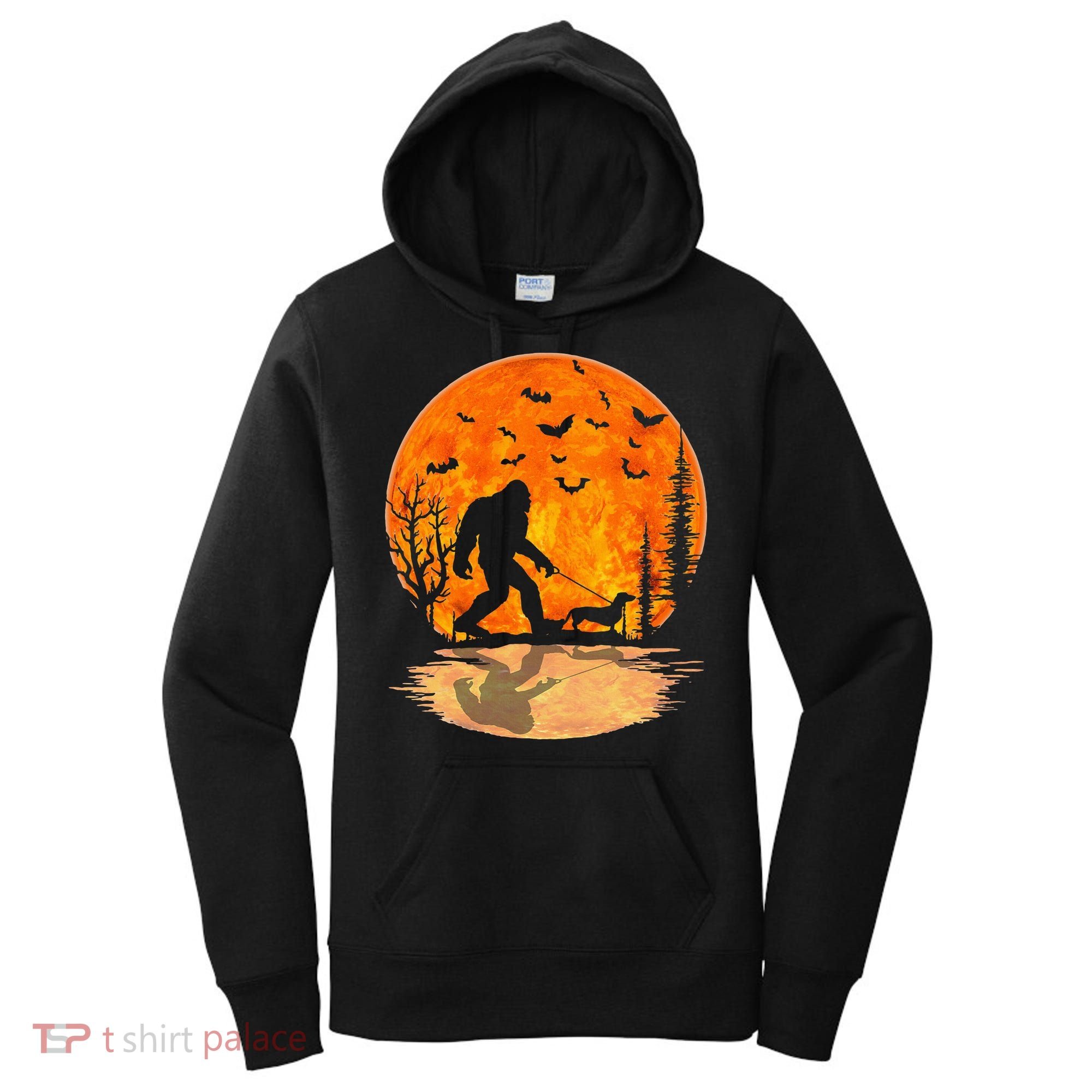 Funny Bigfoot and Wiener Dog Halloween Costume Women's Hoodie