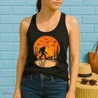 Funny Bigfoot and Wiener Dog Halloween Costume Women's Tank Top thumb 2