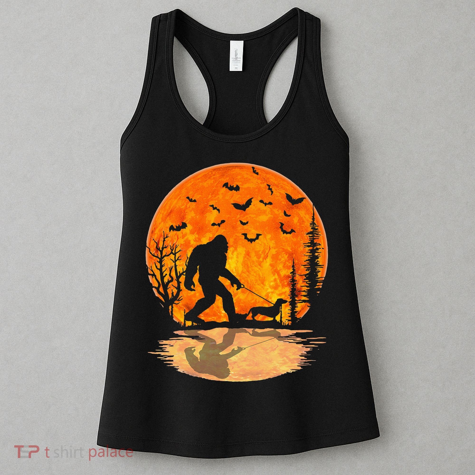 Funny Bigfoot and Wiener Dog Halloween Costume Women's Tank Top