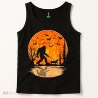 Funny Bigfoot and Wiener Dog Halloween Costume Tank Top thumb 2