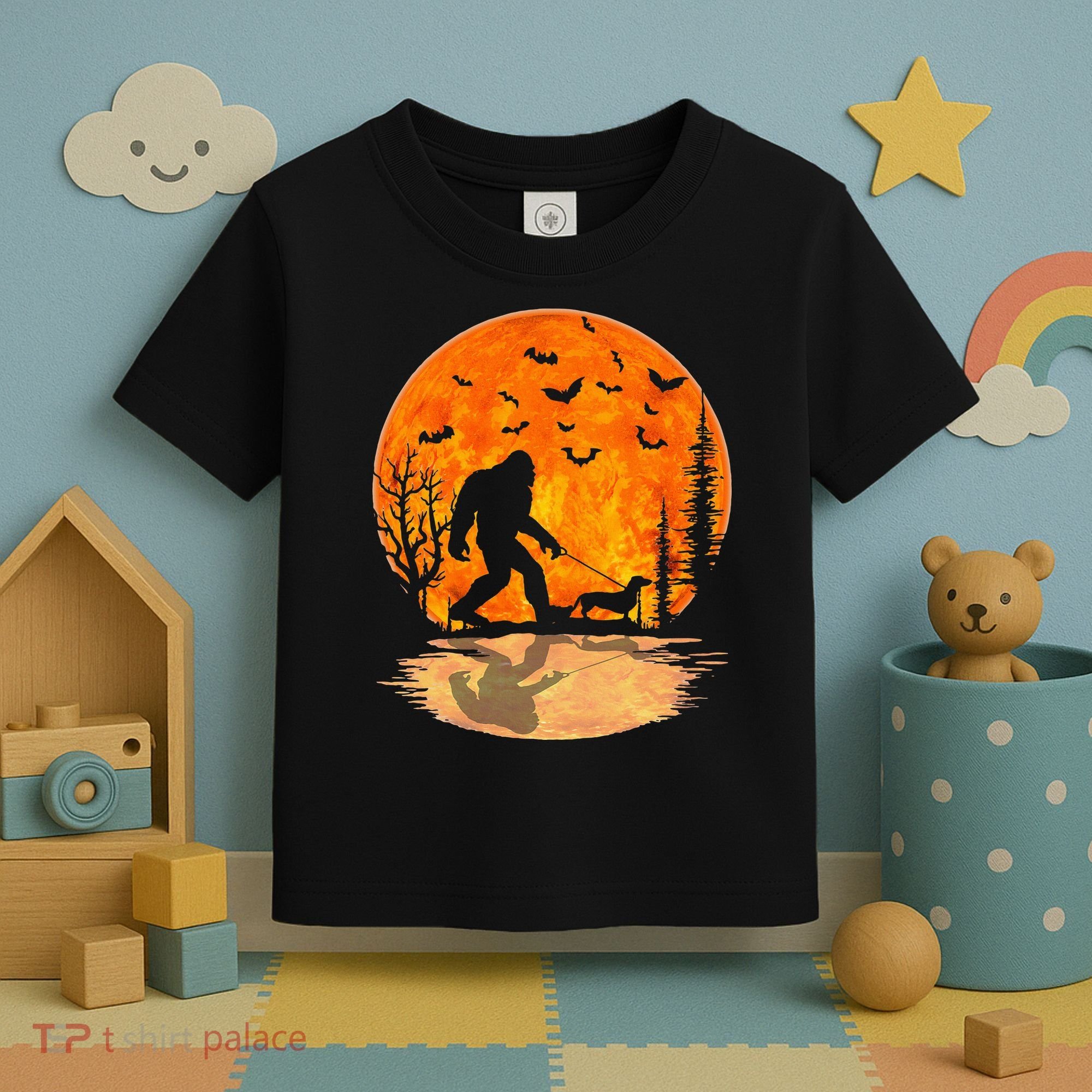 Funny Bigfoot and Wiener Dog Halloween Costume Toddler T-Shirt