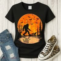 Funny Bigfoot and Wiener Dog Halloween Costume Women's T-Shirt thumb 3