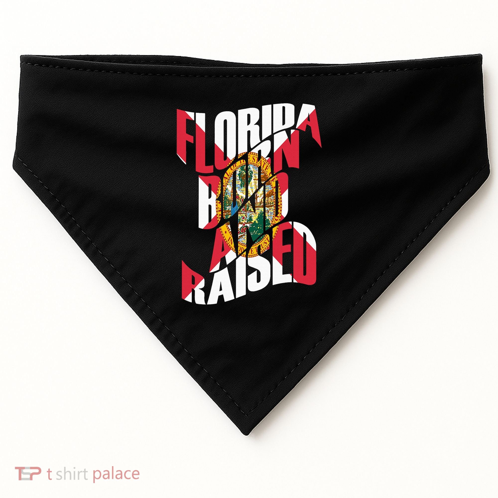 Florida Born And Raised Florida Flag USA-Made Doggie Bandana