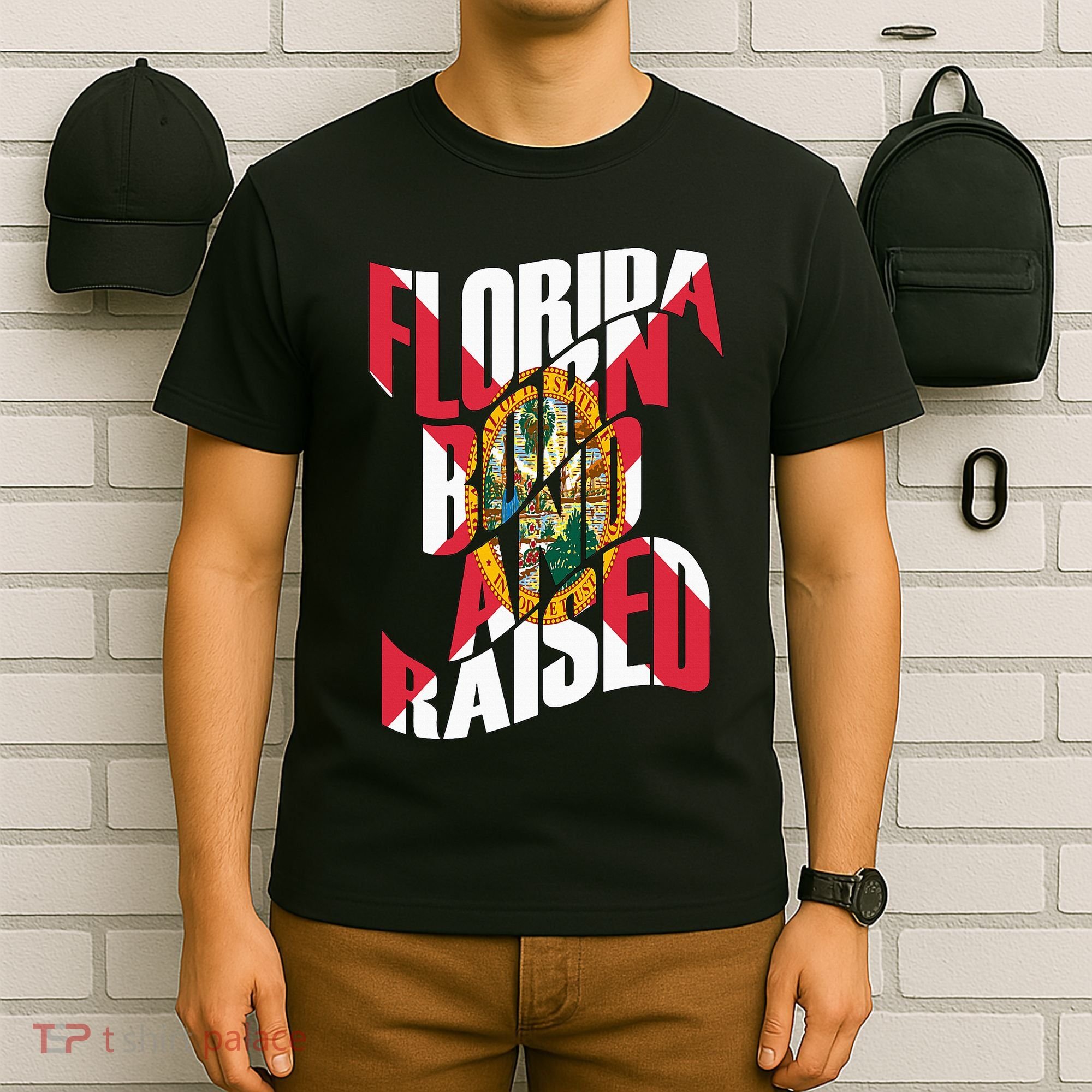 Florida Born And Raised Florida Flag T-Shirt