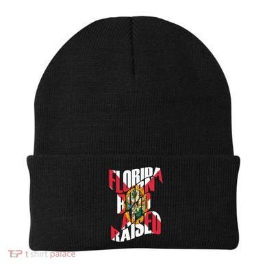Florida Born And Raised Florida Flag Beanie