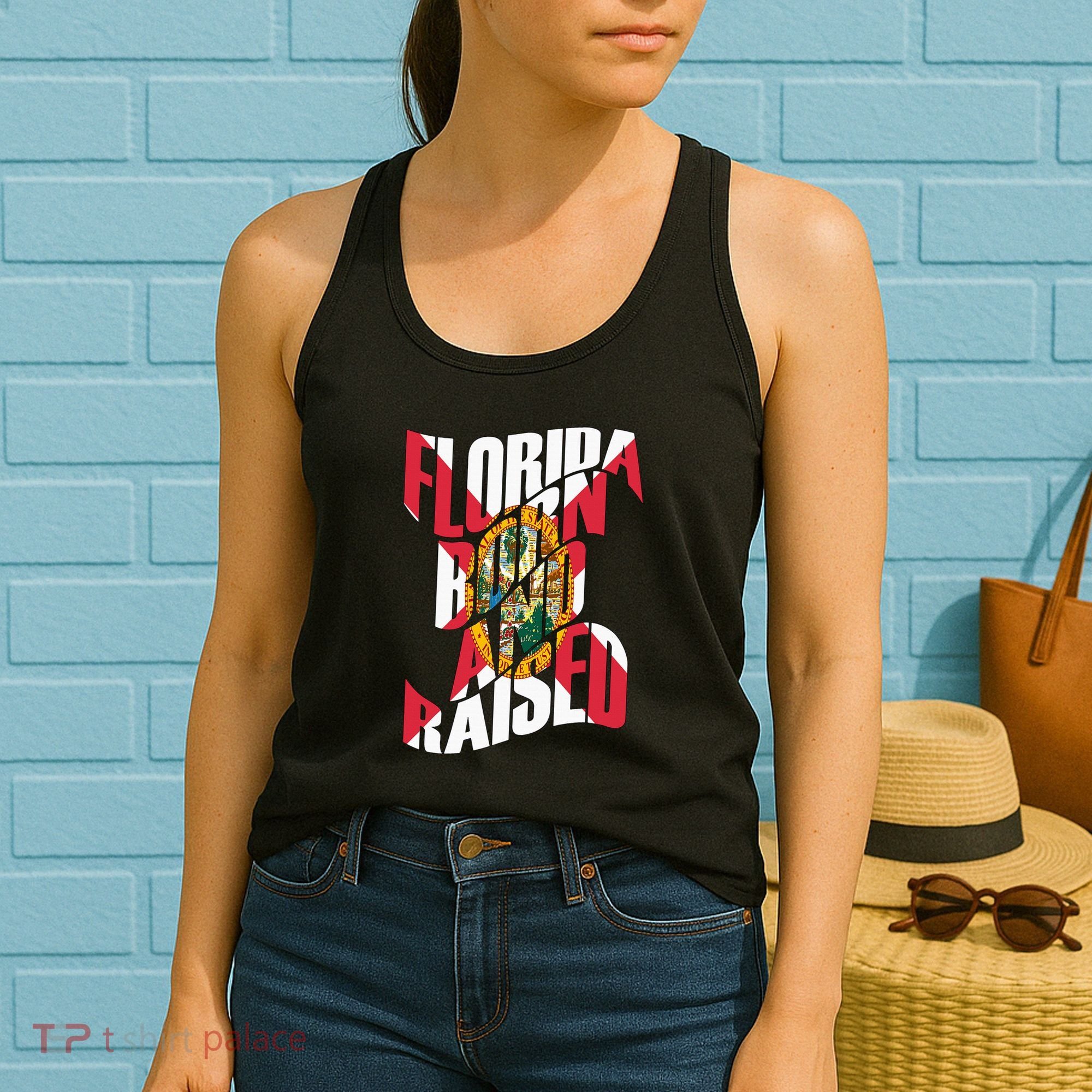 Florida Born And Raised Florida Flag Women's Tank Top