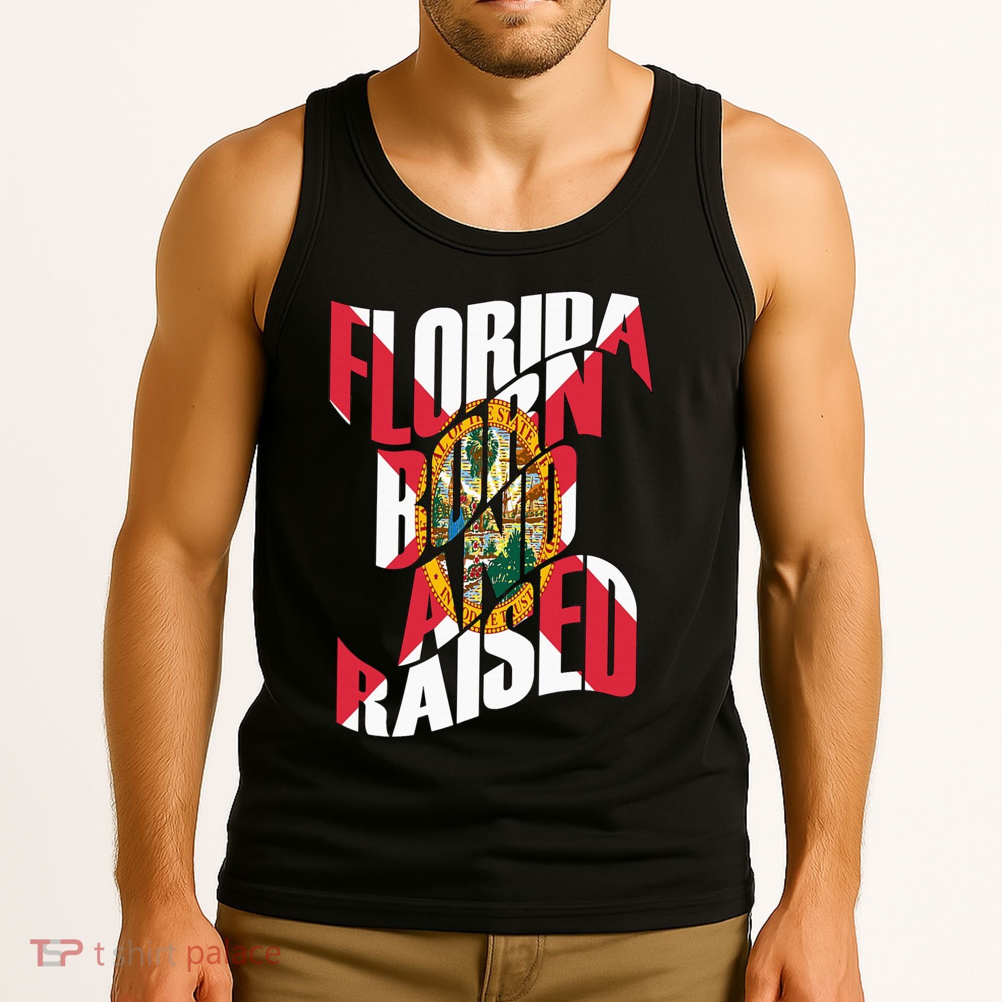 Florida Born And Raised Florida Flag Tank Top