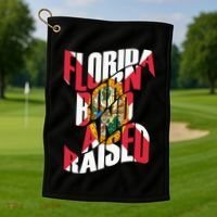 Florida Born And Raised Florida Flag Golf Towel thumb 1