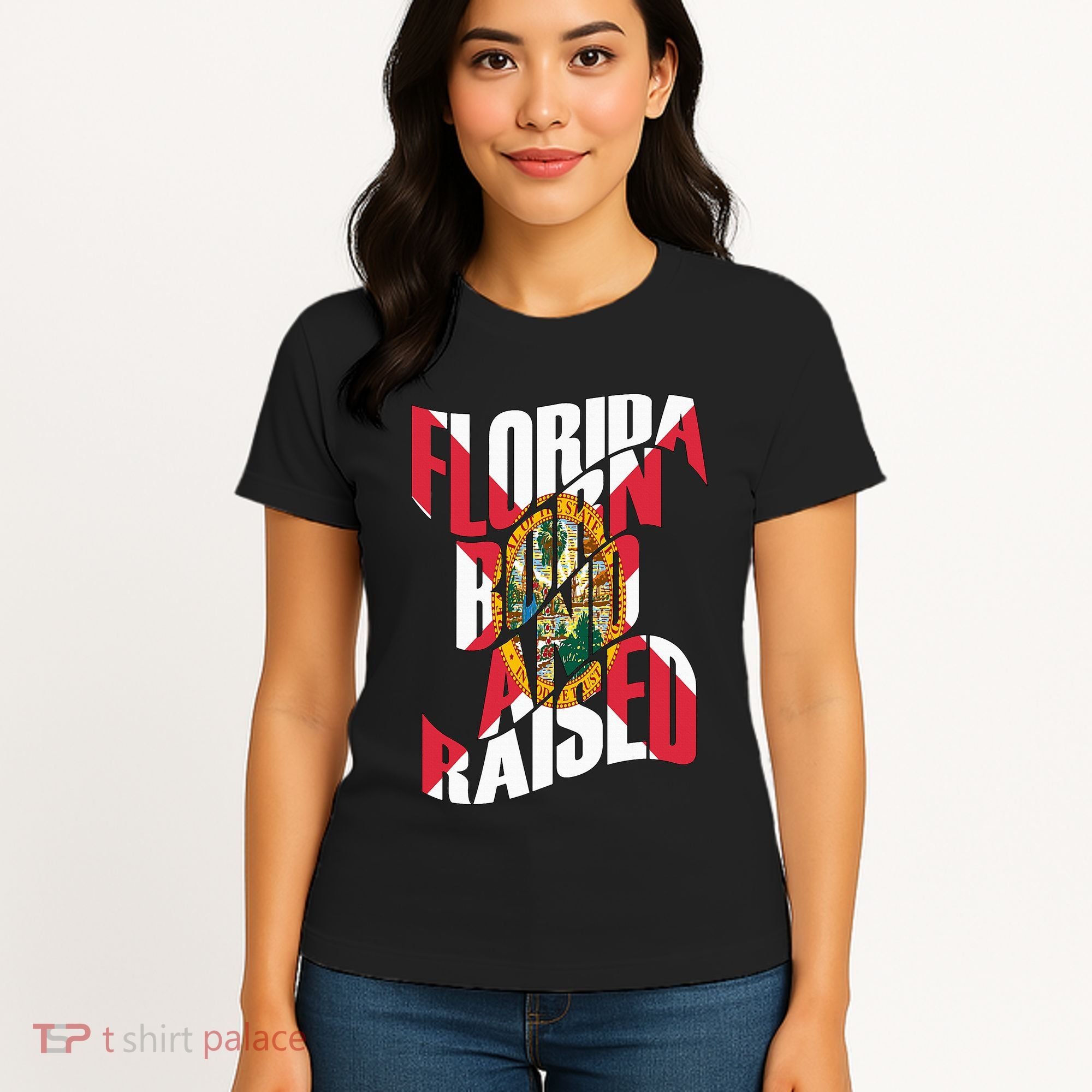Florida Born And Raised Florida Flag Women's T-Shirt