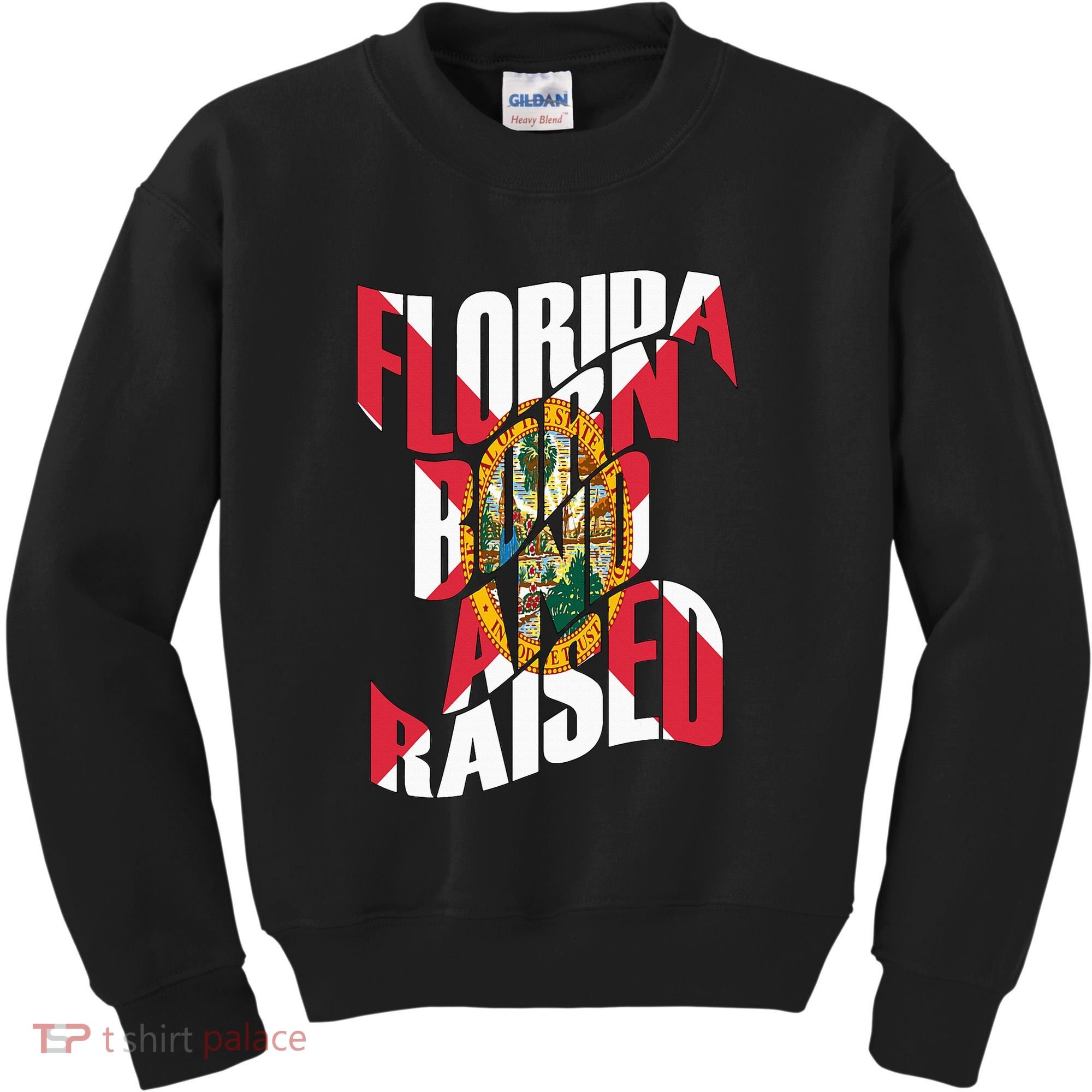 Florida Born And Raised Florida Flag Kids Sweatshirt