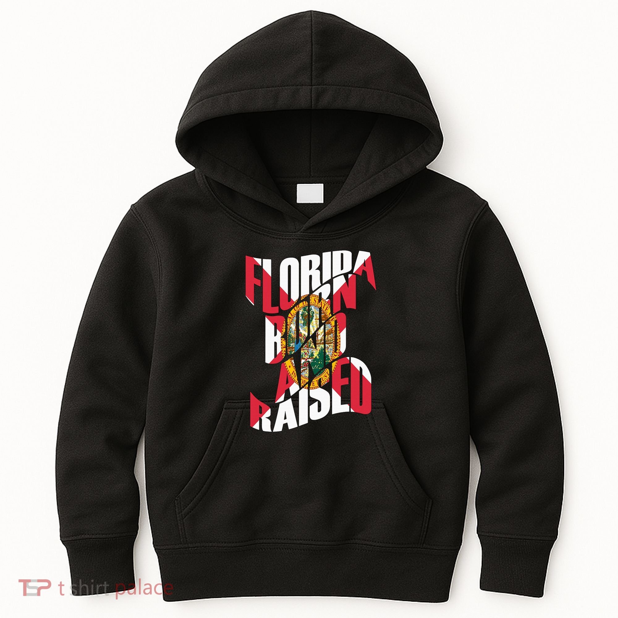 Florida Born And Raised Florida Flag Kids Hoodie
