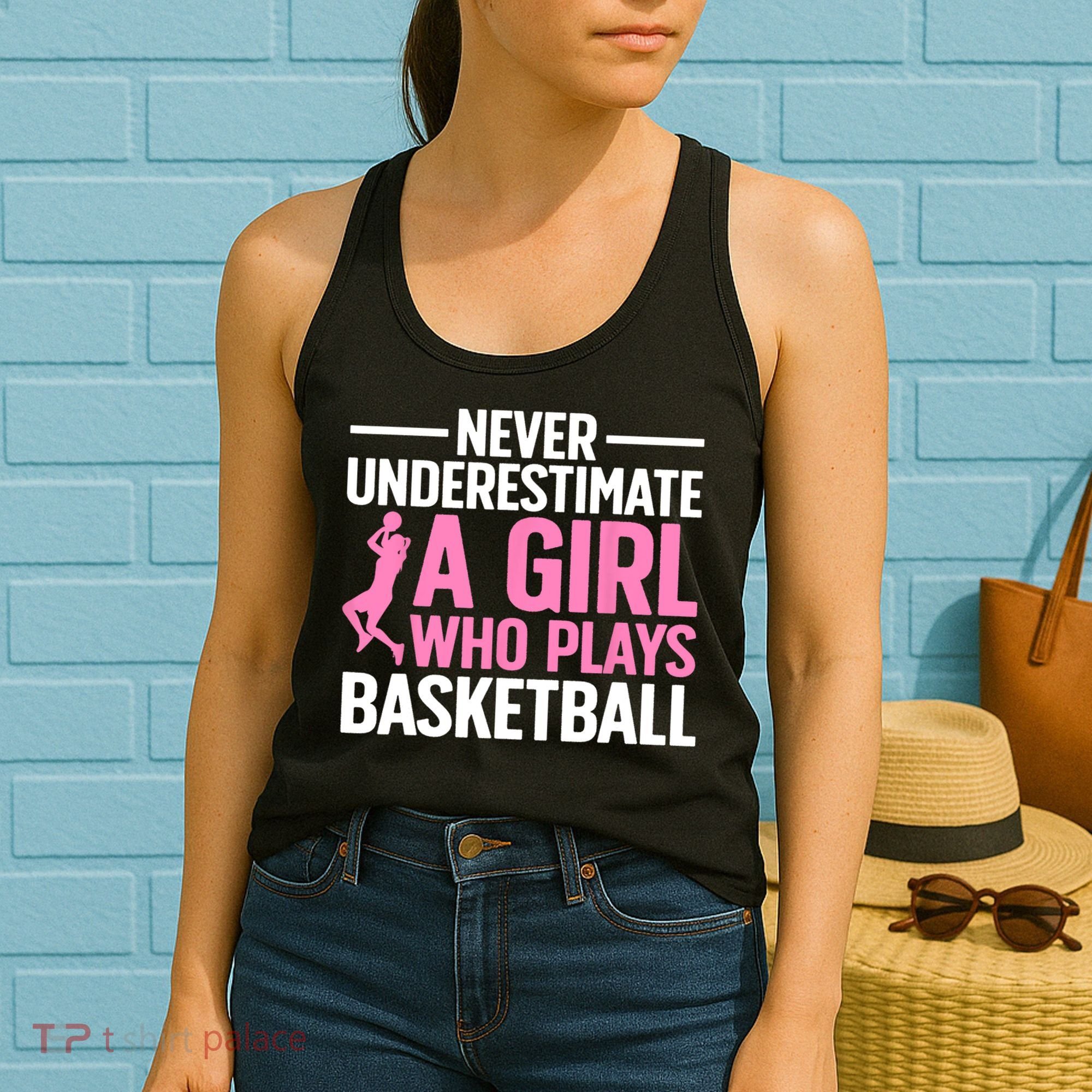 Funny Basketball Art For Girls Teens Basketball Player Women's Tank Top